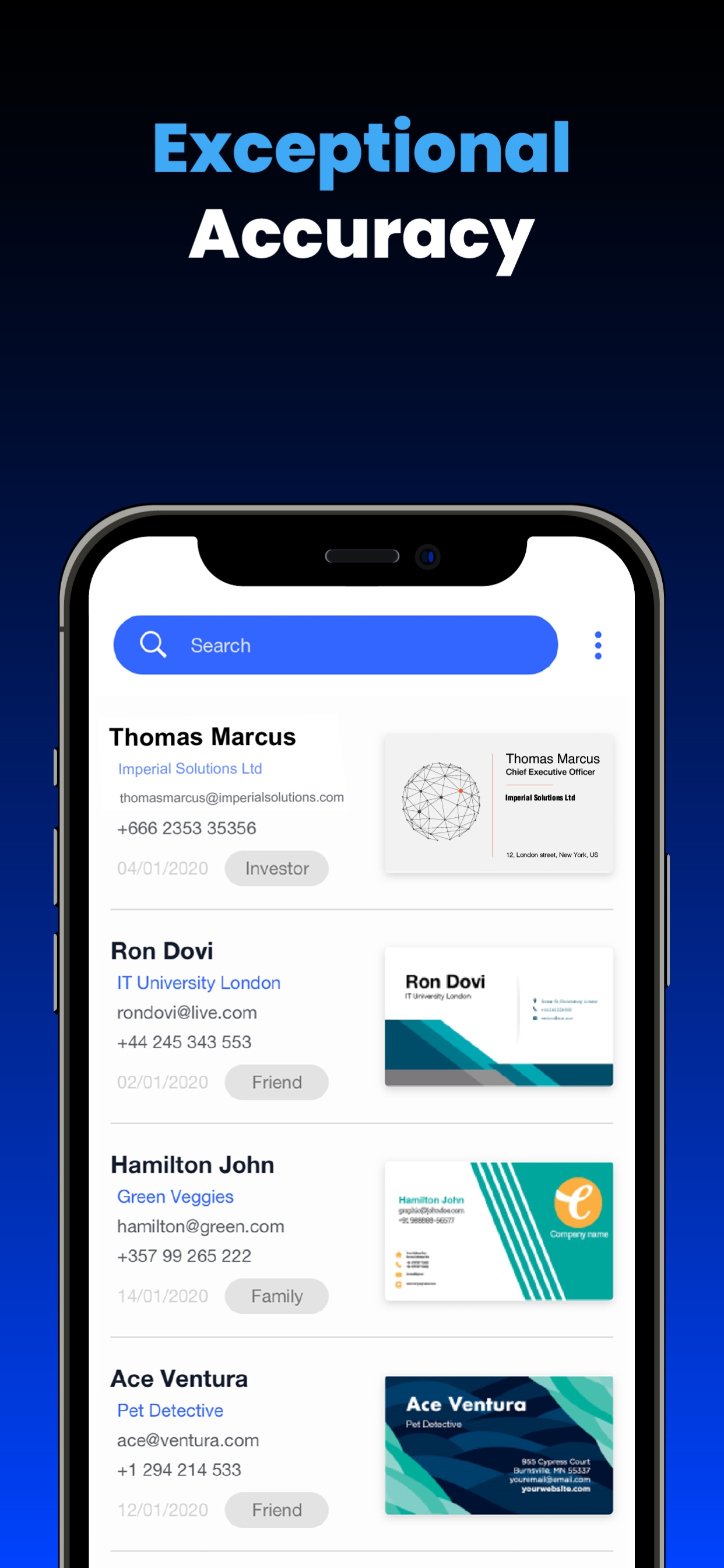 screenshot of Covve Scan